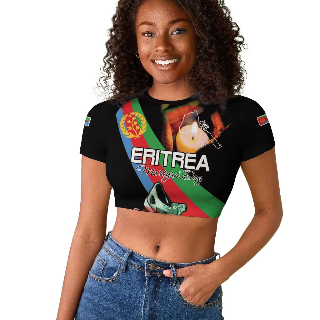 Personalized Eritrea Martyrs Day Raglan Cropped T shirt Candlelight Vigil Remembering Our Heroes