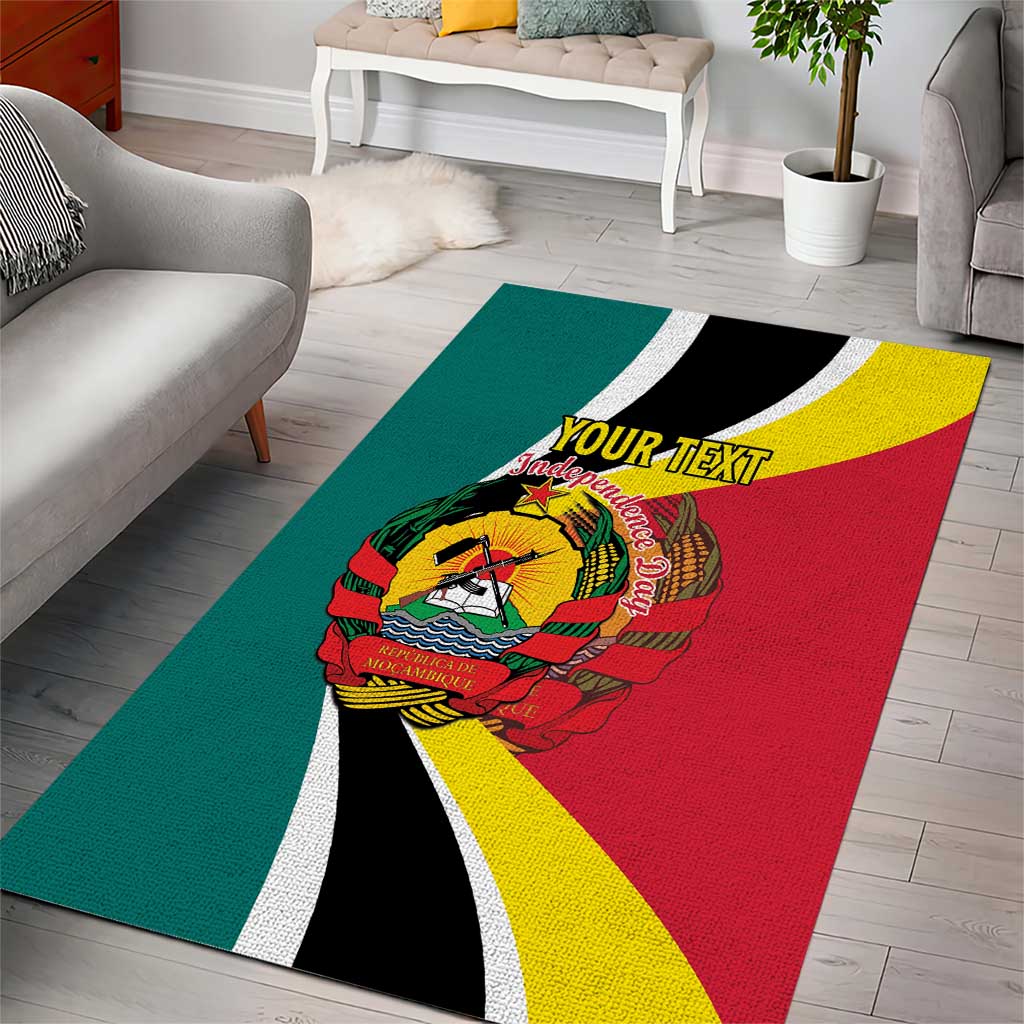 Personalized Mozambique Independence Day Area Rug Coat Of Arms - Flag Style