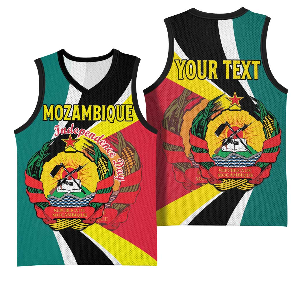 Personalized Mozambique Independence Day Basketball Jersey Coat Of Arms - Flag Style LT15
