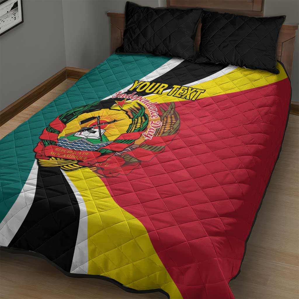 Personalized Mozambique Independence Day Quilt Bed Set Coat Of Arms - Flag Style