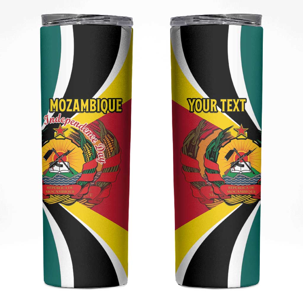 Personalized Mozambique Independence Day Skinny Tumbler Coat Of Arms - Flag Style