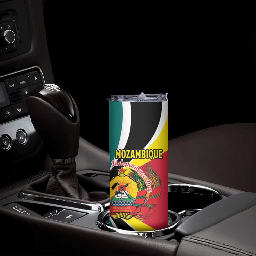 Personalized Mozambique Independence Day Skinny Tumbler Coat Of Arms - Flag Style
