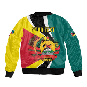 Personalized Mozambique Independence Day Sleeve Zip Bomber Jacket Coat Of Arms - Flag Style
