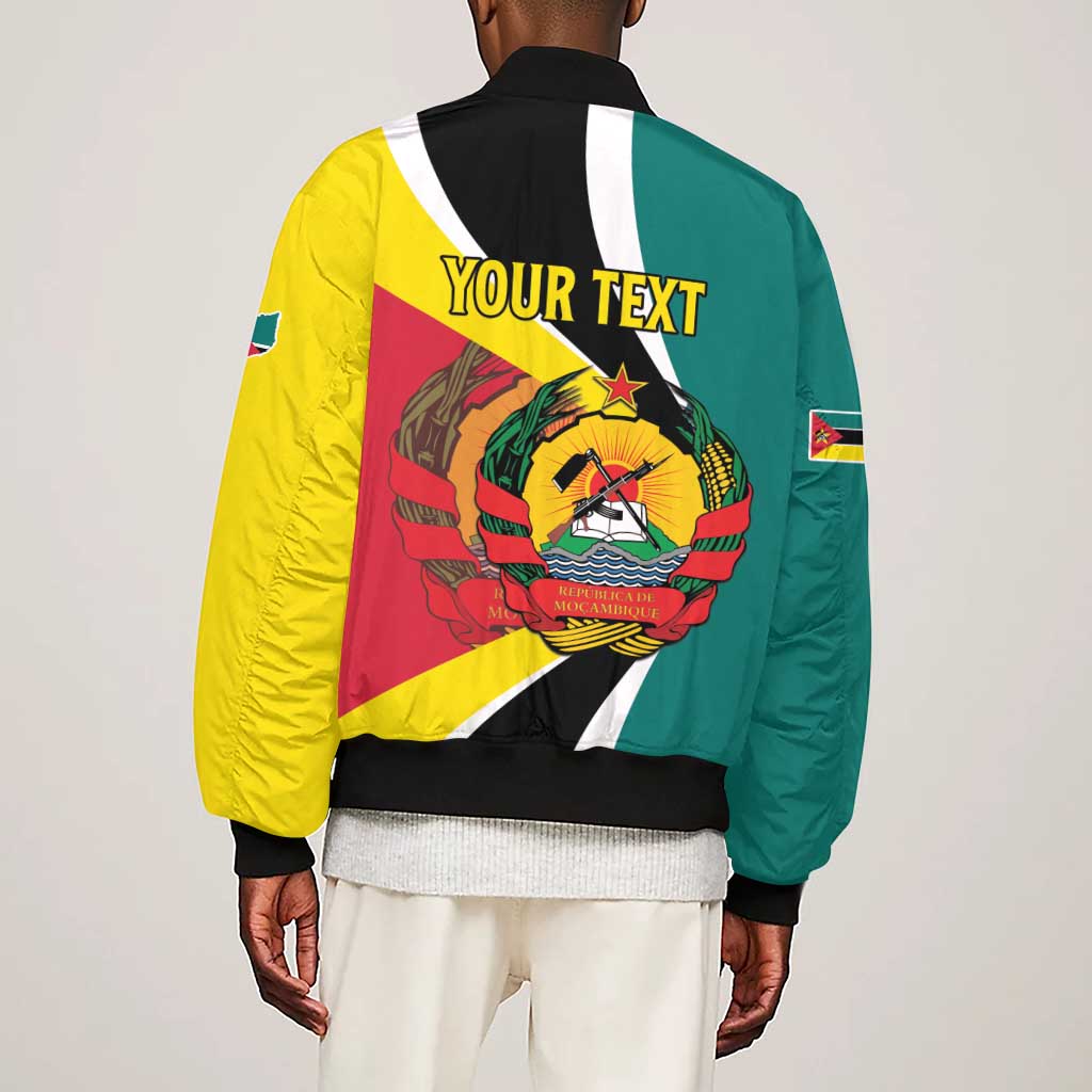 Personalized Mozambique Independence Day Sleeve Zip Bomber Jacket Coat Of Arms - Flag Style