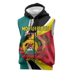 Personalized Mozambique Independence Day Sleeveless Zip Hoodie Coat Of Arms - Flag Style - African Pride