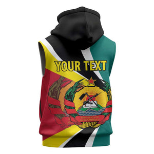 Personalized Mozambique Independence Day Sleeveless Zip Hoodie Coat Of Arms - Flag Style - African Pride