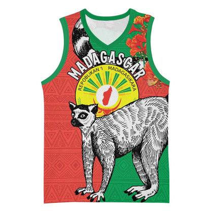 Happy Madagasikara Independence Day Basketball Jersey Ring-Tailed Lemur With Seal LT15