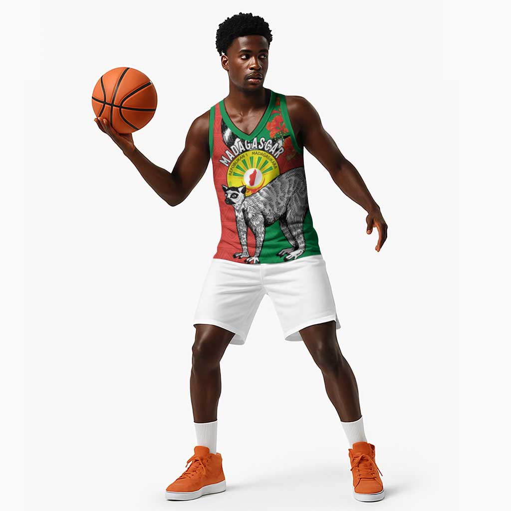 Happy Madagasikara Independence Day Basketball Jersey Ring-Tailed Lemur With Seal LT15