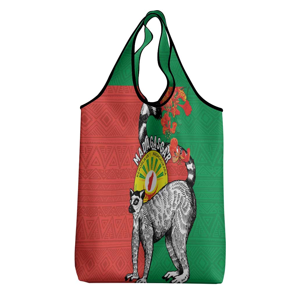 Happy Madagasikara Independence Day Grocery Bag Ring-Tailed Lemur With Seal