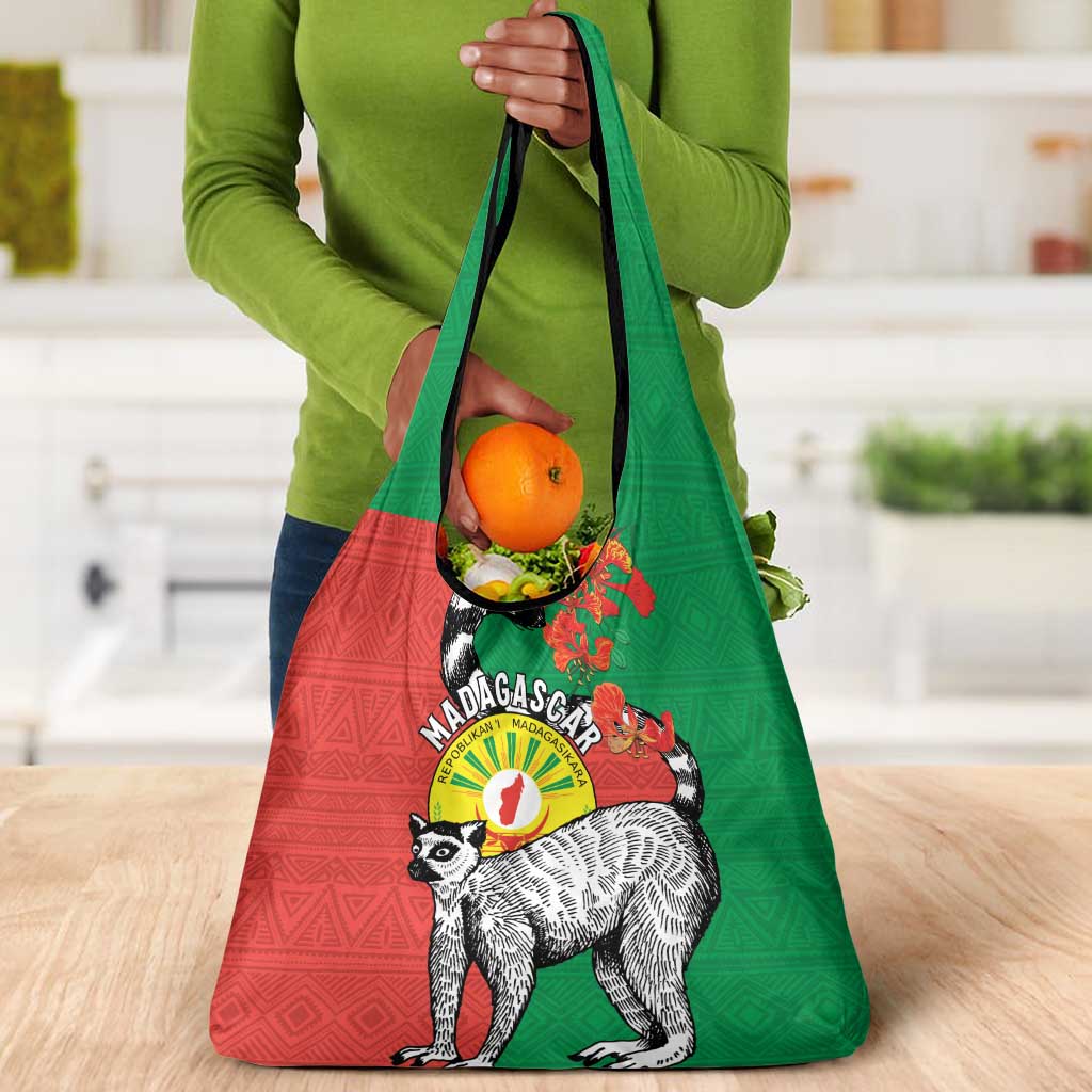 Happy Madagasikara Independence Day Grocery Bag Ring-Tailed Lemur With Seal