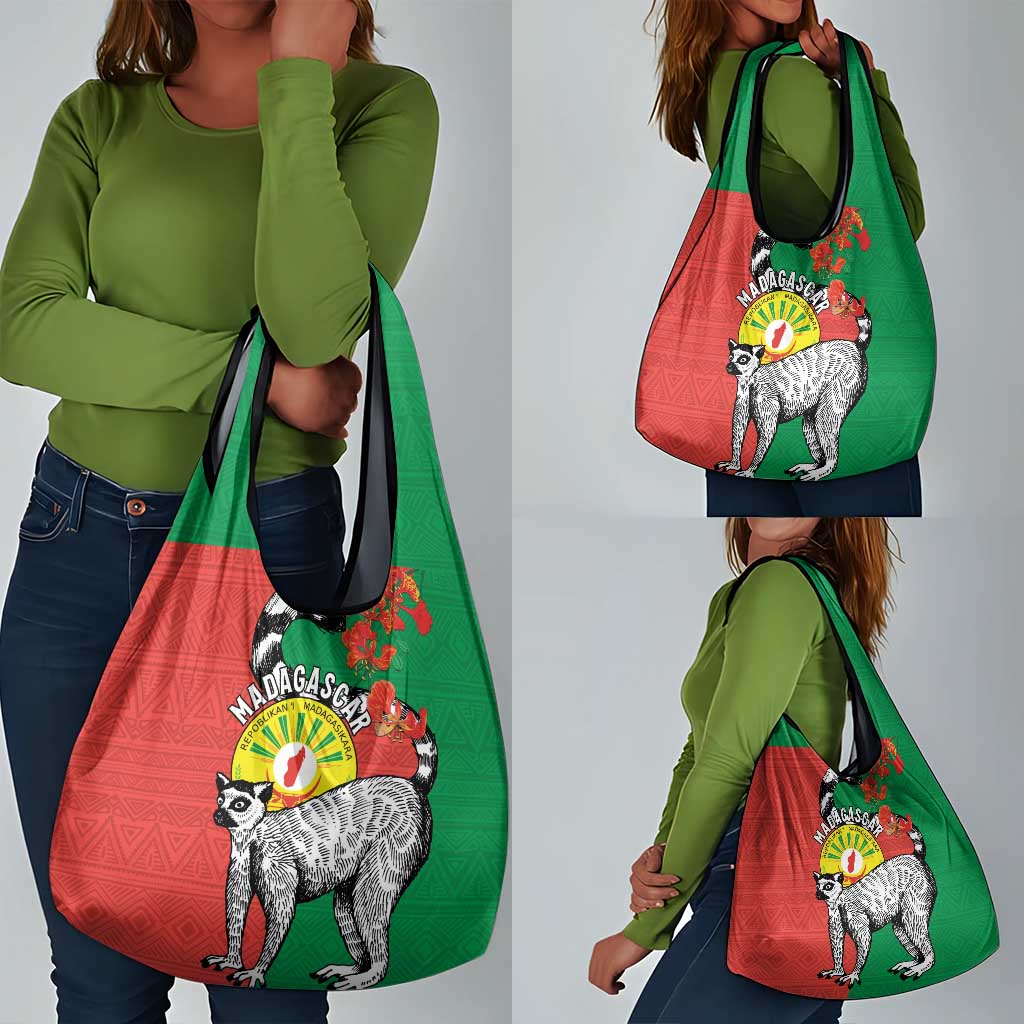 Happy Madagasikara Independence Day Grocery Bag Ring-Tailed Lemur With Seal