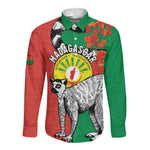 Happy Madagasikara Independence Day Long Sleeve Button Shirt Ring-Tailed Lemur With Seal