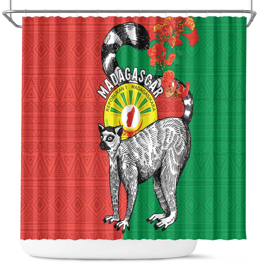 Happy Madagasikara Independence Day Shower Curtain Ring-Tailed Lemur With Seal