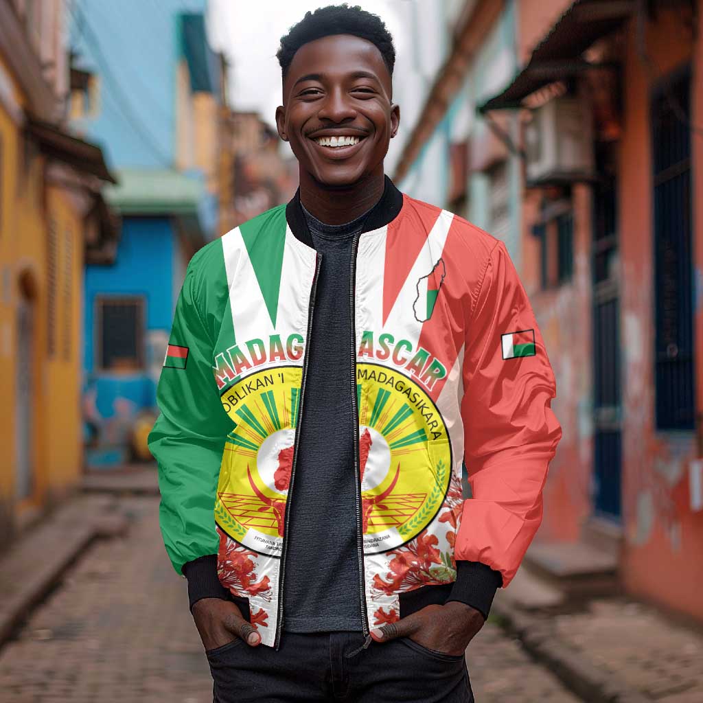 Personalized Madagasikara Bomber Jacket Seal With Poinciana