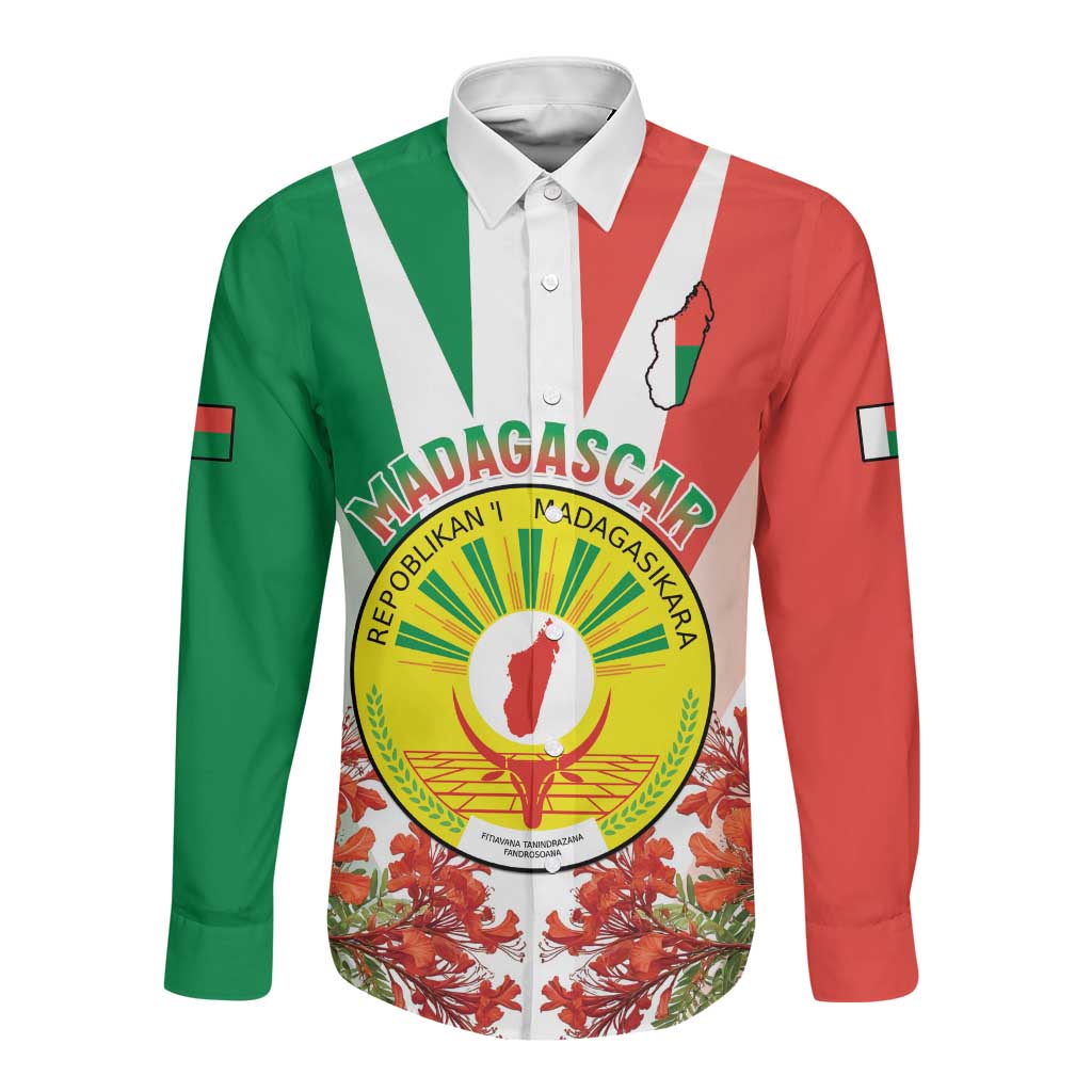 Personalized Madagasikara Long Sleeve Button Shirt Seal With Poinciana