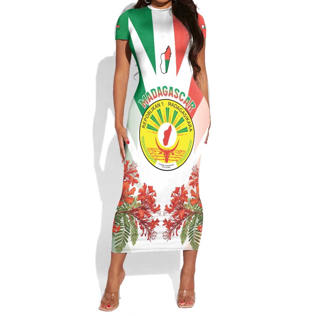 Personalized Madagasikara Short Sleeve Bodycon Dress Seal With Poinciana LT15
