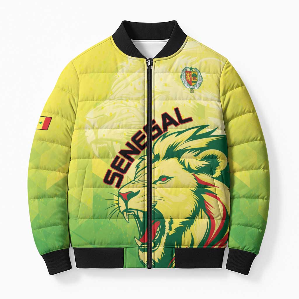 Custom Senegal Lions of Teranga Bomber Puffer Jacket Rise to Glory