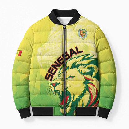 Custom Senegal Lions of Teranga Bomber Puffer Jacket Rise to Glory