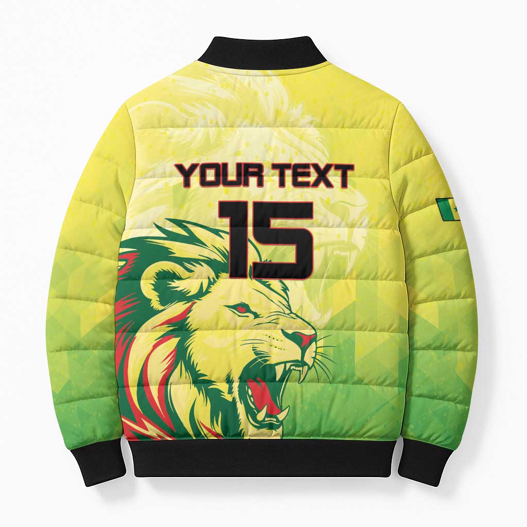 Custom Senegal Lions of Teranga Bomber Puffer Jacket Rise to Glory