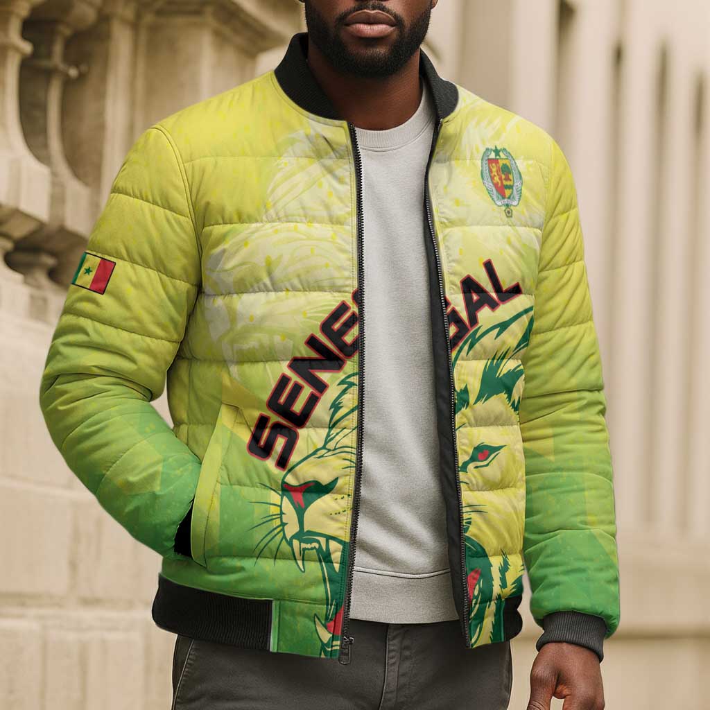 Custom Senegal Lions of Teranga Bomber Puffer Jacket Rise to Glory