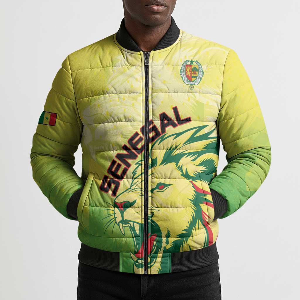 Custom Senegal Lions of Teranga Bomber Puffer Jacket Rise to Glory