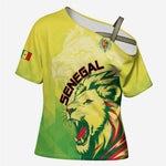 Custom Senegal Lions of Teranga Cross Shoulder Shirt Rise to Glory