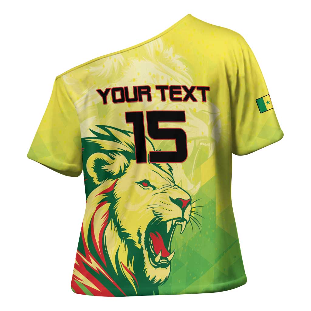 Custom Senegal Lions of Teranga Cross Shoulder Shirt Rise to Glory