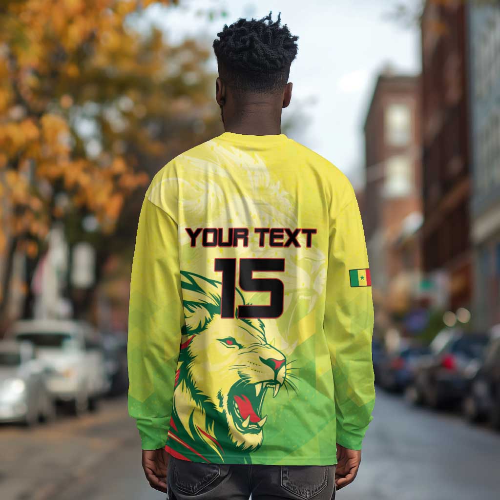 Custom Senegal Lions of Teranga Long Sleeve Shirt Rise to Glory