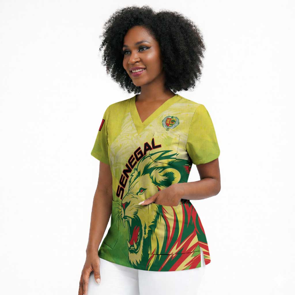 Custom Senegal Lions of Teranga Scrub Top Rise to Glory
