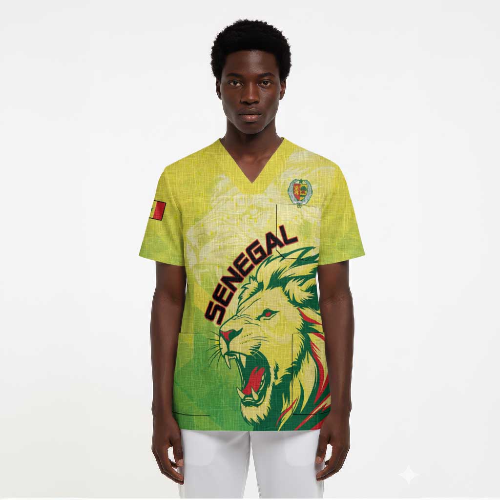 Custom Senegal Lions of Teranga Scrub Top Rise to Glory