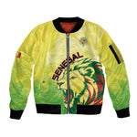 Custom Senegal Lions of Teranga Sleeve Zip Bomber Jacket Rise to Glory