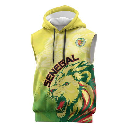 Custom Senegal Lions of Teranga Sleeveless Hoodie Rise to Glory