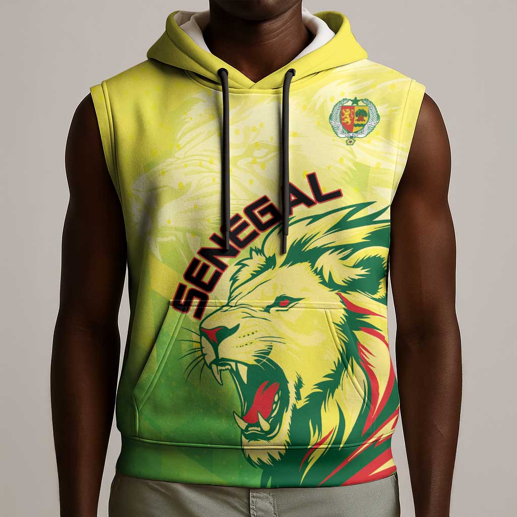 Custom Senegal Lions of Teranga Sleeveless Hoodie Rise to Glory