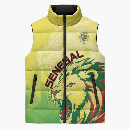 Custom Senegal Lions of Teranga Sleeveless Puffer Jacket Rise to Glory
