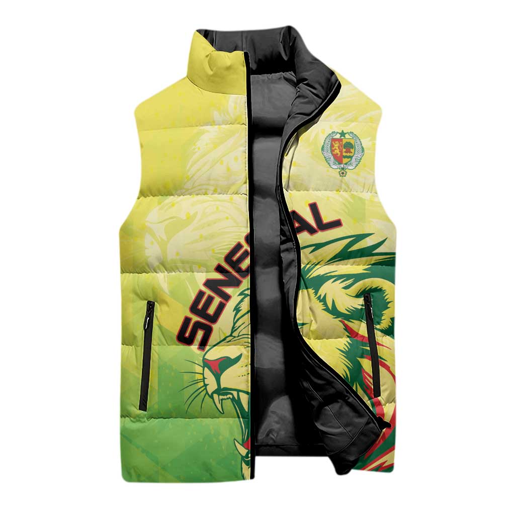 Custom Senegal Lions of Teranga Sleeveless Puffer Jacket Rise to Glory