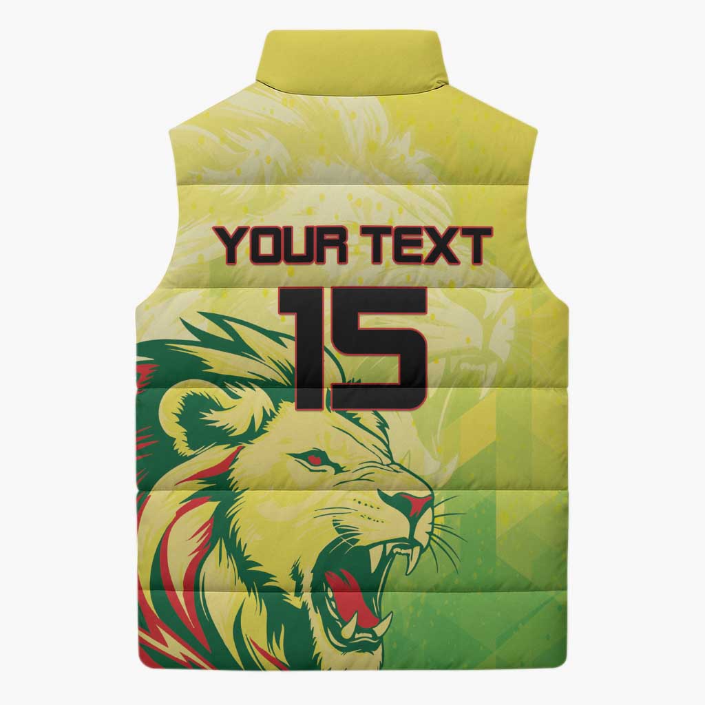Custom Senegal Lions of Teranga Sleeveless Puffer Jacket Rise to Glory