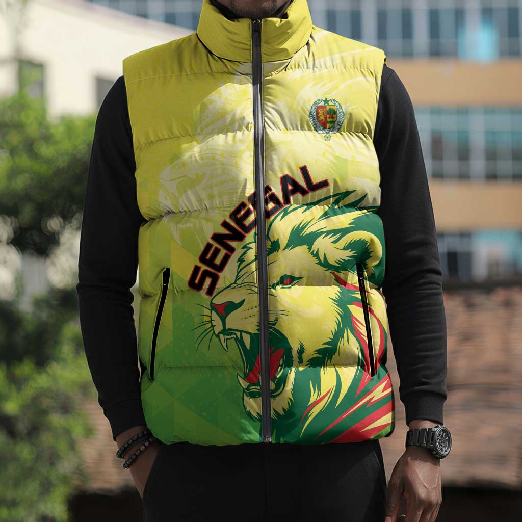 Custom Senegal Lions of Teranga Sleeveless Puffer Jacket Rise to Glory