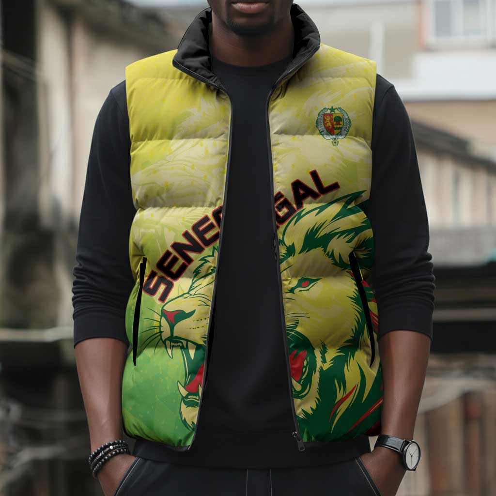 Custom Senegal Lions of Teranga Sleeveless Puffer Jacket Rise to Glory