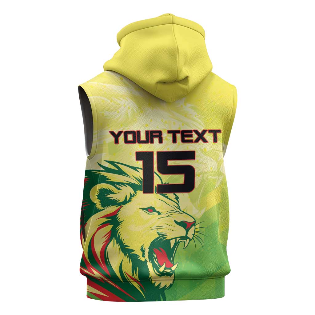 Custom Senegal Lions of Teranga Sleeveless Zip Hoodie Rise to Glory