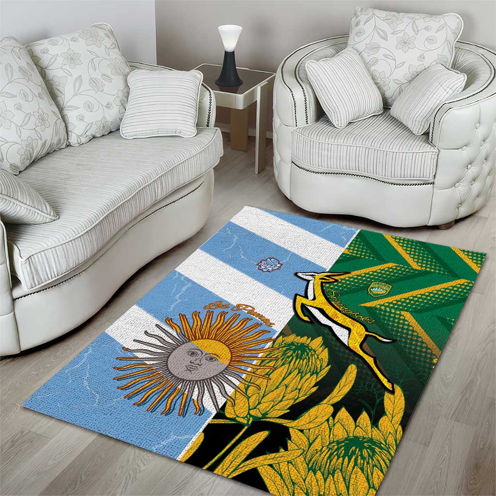 South Africa and Argentina Rugby Area Rug Sporty Style