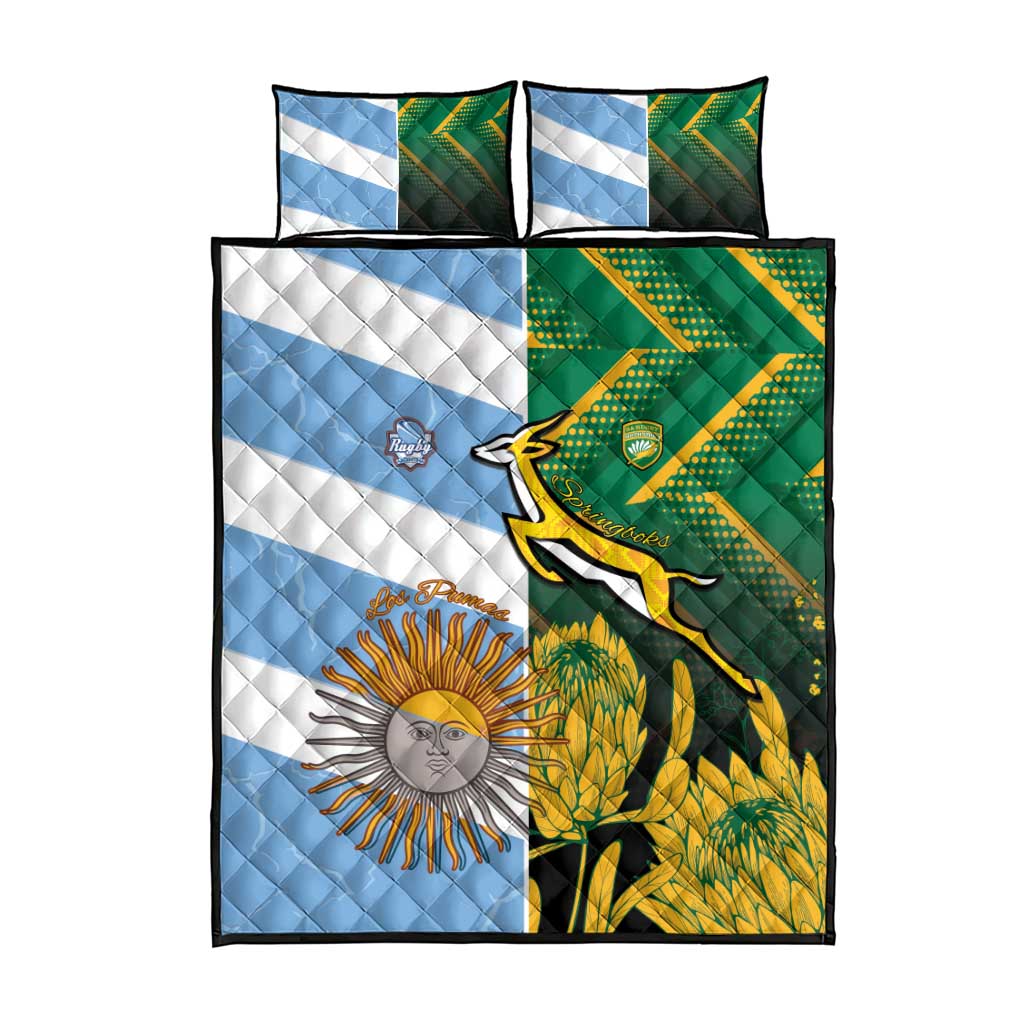 South Africa and Argentina Rugby Quilt Bed Set Sporty Style