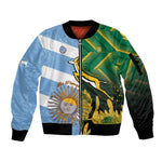South Africa and Argentina Rugby Personalised Sleeve Zip Bomber Jacket Sporty Style