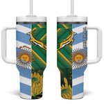 South Africa and Argentina Rugby Personalised Tumbler With Handle Sporty Style