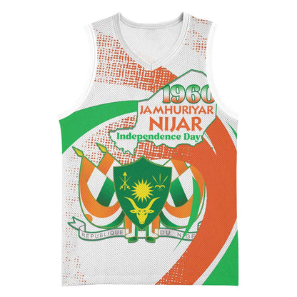 Personalized Happy Jamhuriyar Nijar Independence Day Basketball Jersey Coat Of Arm With Niger Map LT15