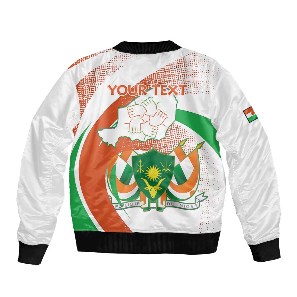 Personalized Happy Jamhuriyar Nijar Independence Day Bomber Jacket Coat Of Arm With Niger Map