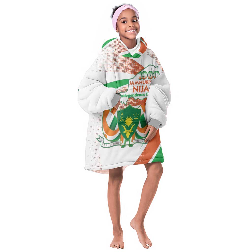 Personalized Happy Jamhuriyar Nijar Independence Day Kid Wearable Blanket Hoodie Coat Of Arm With Niger Map