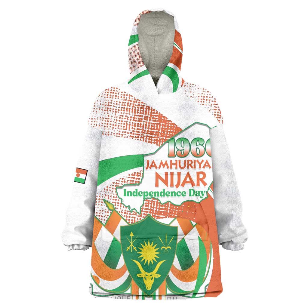Personalized Happy Jamhuriyar Nijar Independence Day Kid Wearable Blanket Hoodie Coat Of Arm With Niger Map