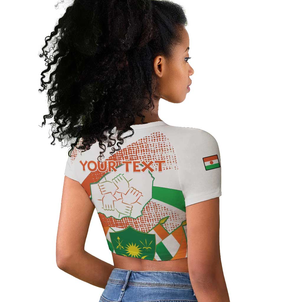 Personalized Happy Jamhuriyar Nijar Independence Day Raglan Cropped T shirt Coat Of Arm With Niger Map