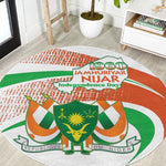 Happy Jamhuriyar Nijar Independence Day Round Carpet Coat Of Arm With Niger Map