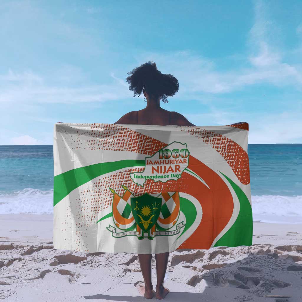 Happy Jamhuriyar Nijar Independence Day Sarong Coat Of Arm With Niger Map